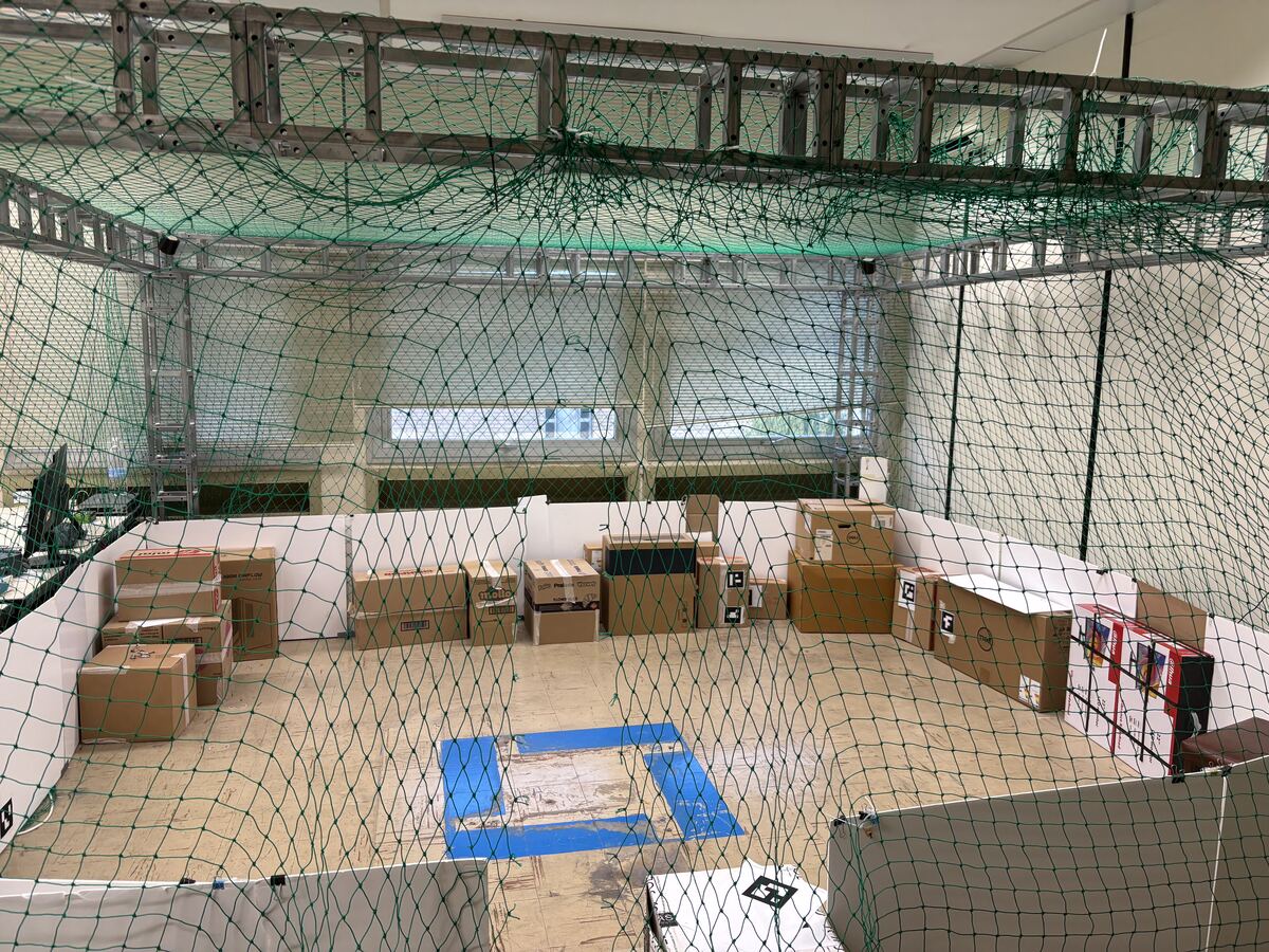 Drone testing cage in the laboratory