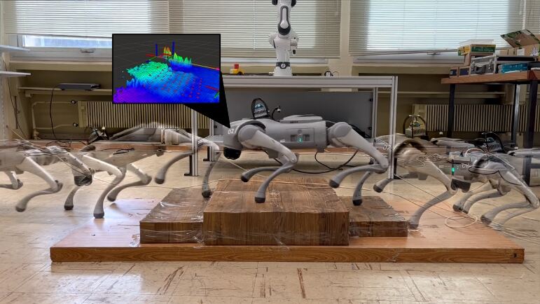 Unitree Go2 traversing terrain in the laboratory